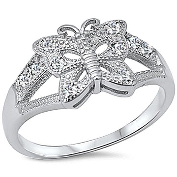 Sonara Fine Fashion Jewelry-Ring Clear-7 Butterfly Rings 2 Styles in Sterling Silver with CZ Beautiful!